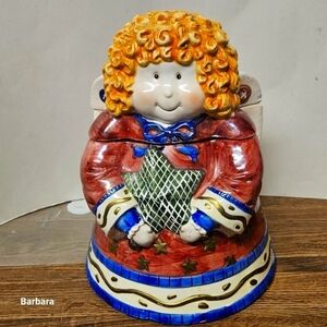 Vintage Ceramic Curly Top Angel Girl Cookie Jar